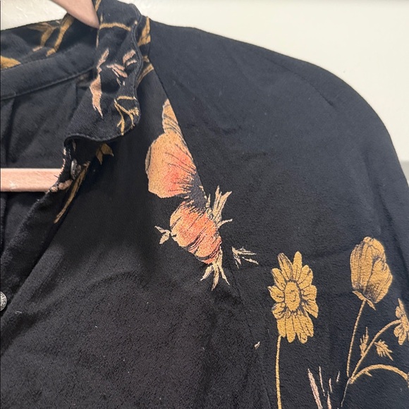 Free People Black Floral Dress collar boho - Picture 5 of 9